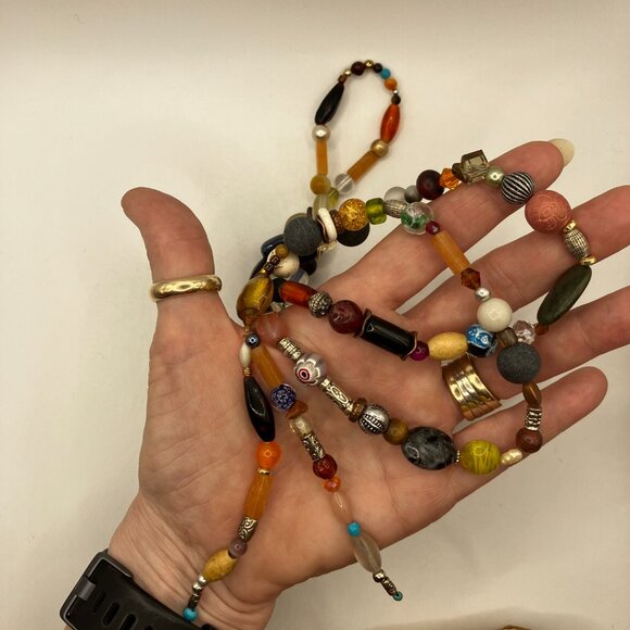 Gemstone Beaded Necklace Colorful Gemstone Handmade 39 inch Necklace - Picture 5 of 12